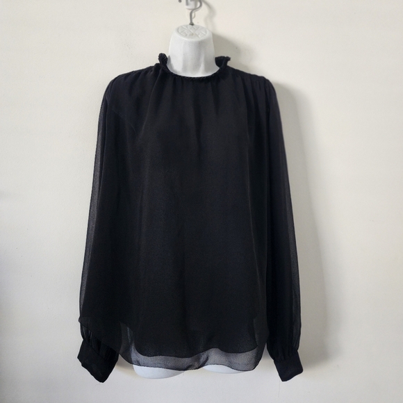 Wilfred Aritzia Valencia Fet'e Chiffon Blouse black Size Large - Picture 2 of 14